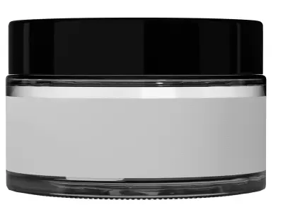 Glass crucible with label white and brown 3D model