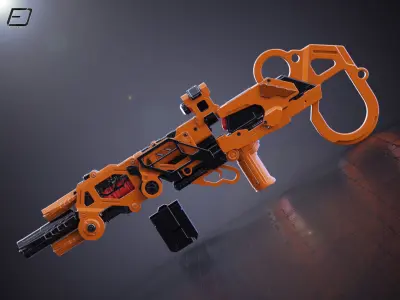 Sci-fi LMG Gun Low-poly 3D model