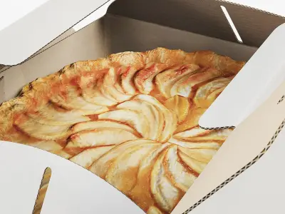 Pear Pie in White Cardboard Box with Handles 3D model