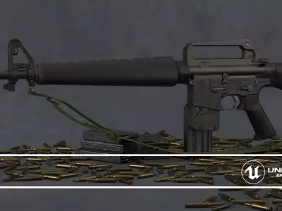 M16A1 rifle Low-poly 3D model