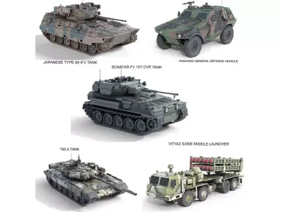 5 Military Vehicles Collection v14 Low-poly 3D model