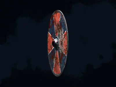 Viking shield 1 - Bloodied Relic Low-poly 3D model