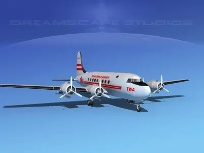 Douglas DC-4 Trans World Airlines 3D model
