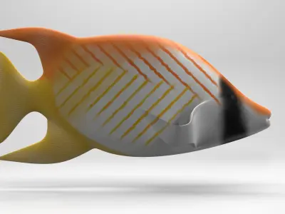 Butterflyfish orange and fish 3D model