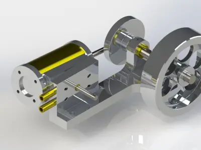 SIMPLE 1 CYLINDER OSCILLATING STEAM ENGINE 3D model