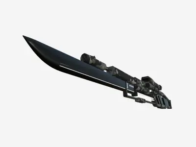 SciFi Sniper Gunblade A08 Black Camouflage - Fiction Weaponry Low-poly 3D model