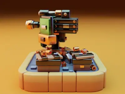 Machine gun platform 3D model for games 3D model