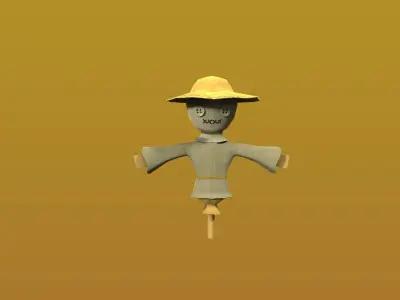 Cartoon style Scarecrow Game model Low-poly 3D model