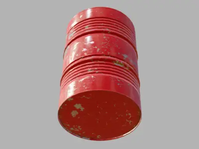 metal red barrel Low-poly 3D model
