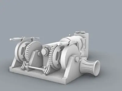 Boat Winches Set - 5 Winch Models Low-poly 3D model
