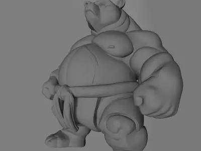 Sumo Bear Strong AND Playful Wrestling Sculpture 3D model