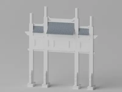 Cartoon Ancient Chinese Gate 3D model