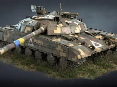 Tank T-64BM Bulat Low-poly 3D model