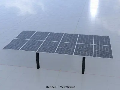 Agricultural photovoltaic with animation 8m Low-poly 3D model