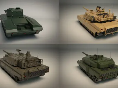 Low Poly Tank Pack 01 3D Model Collection