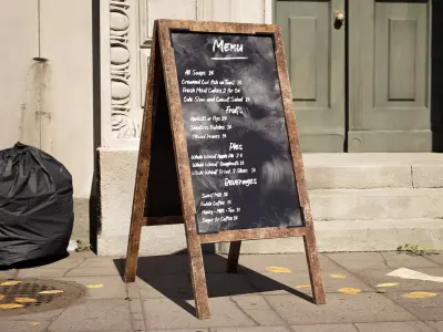 Chalkboard Menu Low-poly 3D model