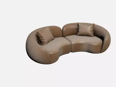 Luxury Curved Sofa Organic Designer Furniture Textures Included Free 3D model 3