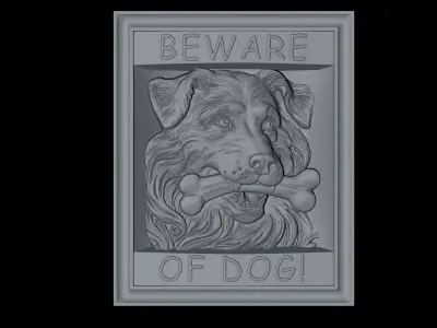 Sign beware of dogs cnc model 3D model 3D model