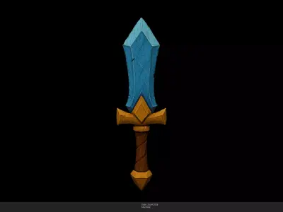 Stylized Frost Dagger Game Ready - AI Low-poly 3D model