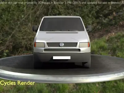 City Car 70 Commercial Minibus Type-C Silver Low-poly 3D model