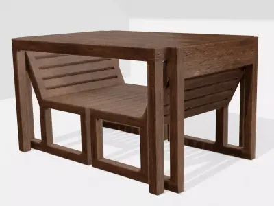 Wood table 3d model low poligon Free low-poly 3D model