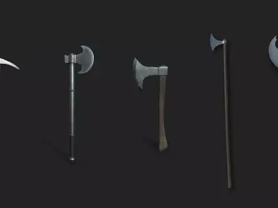 Realistic Medieval Axes Low-poly 3D model
