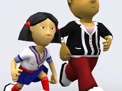 3DRT - Toonworld Family Low-poly 3D model