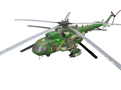 Mil Mi-17 Russian Military Helicopter PBR Low-poly 3D model