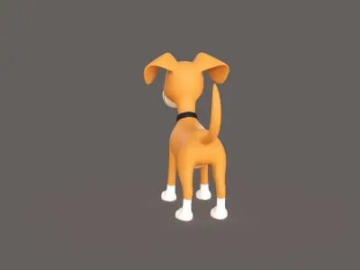 Stylized Cartoon Dog Cute  Low-poly 3D model