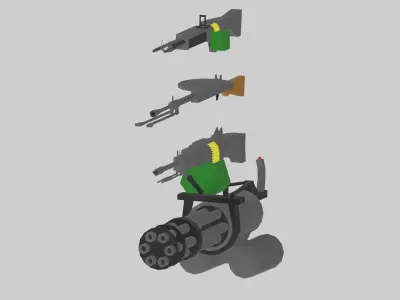 Low-poly pack machine guns Low-poly 3D model