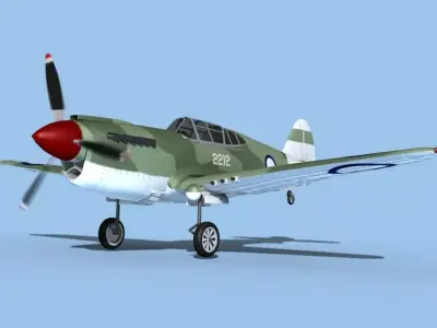 Curtiss P-40F Tomahawk V13 RNZAF 3D model