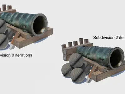 Medieval stone cannon supergun Faule Mette Low-poly 3D model