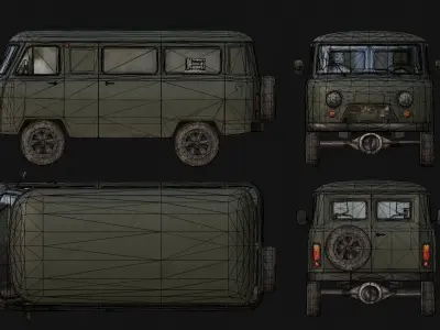 Soviet Van Low-poly 3D model