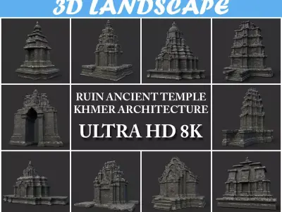 Ruin Ancient Temple - Khmer Architecture Pack B Low-poly 3D model