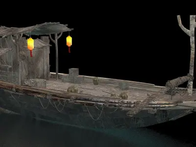 Chinese fishing boat 3D model