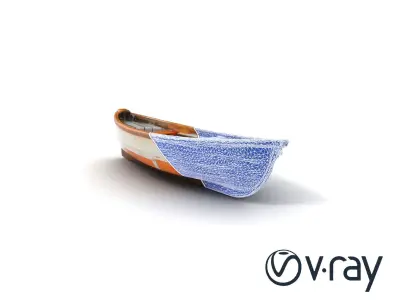 Weathered Rowboat with Cracked Hull and Oars model pack Low-poly 3D model