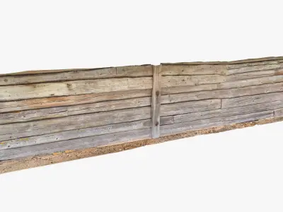 Log Wall Low-poly 3D model