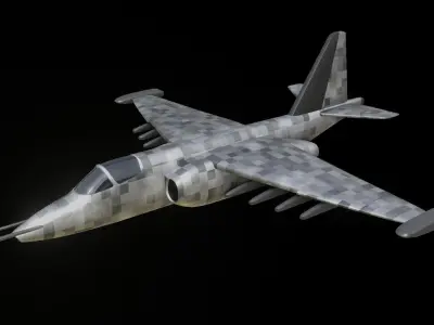 Modern military jet attack aircraft - SU-25 Frogfoot - Grach 3D print model