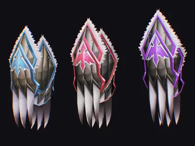 Claw Hand Glove Weapon Blade Cutting Edged Claws Wedge Low-poly 3D model