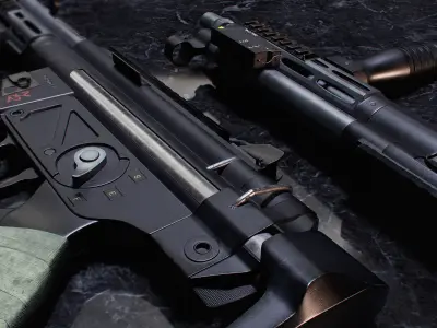 Heckler and Koch MP5 smg weapon with attachments Low-poly 3D model