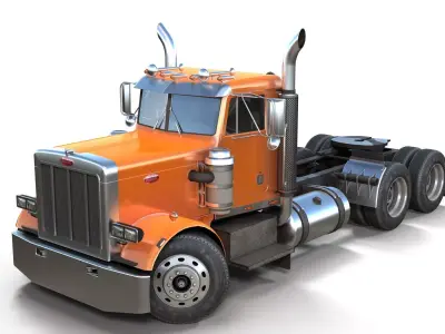 Peterbilt 359 day cab semitruck Low-poly 3D model