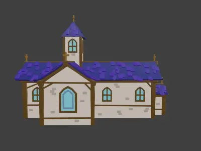 Church with roof Low-poly 3D model