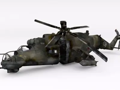 Mi-24 Crashed Low-poly 3D model