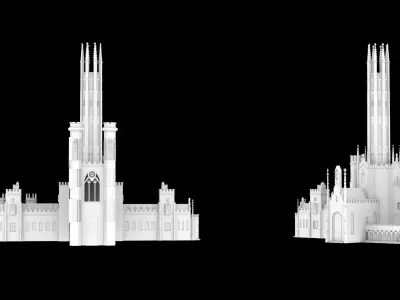 Gothic Castle Fonthill Abbey Ruins 3D model