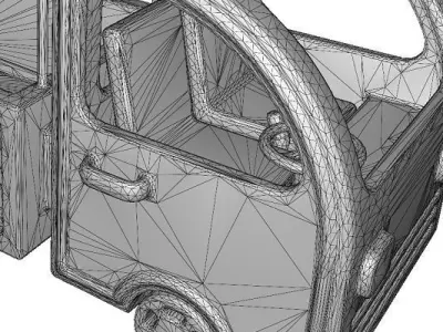 Wooden Truck Toy Low-poly 3D model