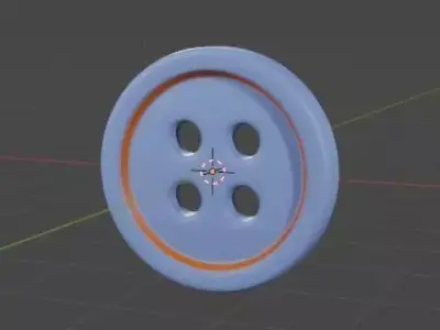 A Blue Orange Shirt Button 3D model