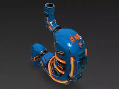 Blue Cyberpunk Tech Stomach Model Bundle Low-poly 3D model