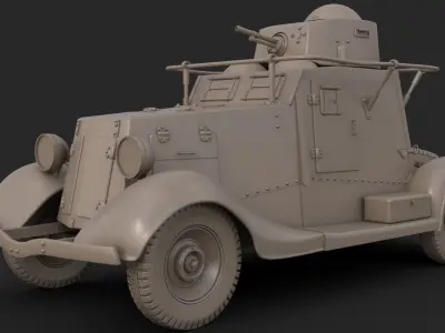 FAI M Armoured Car Clay Mental Ray 3D model