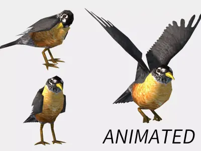 animated low-poly bird  Low-poly 3D model