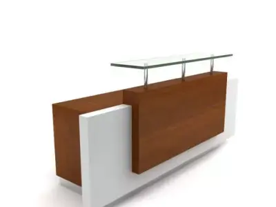 Front Wooden Reception Desk 3D model